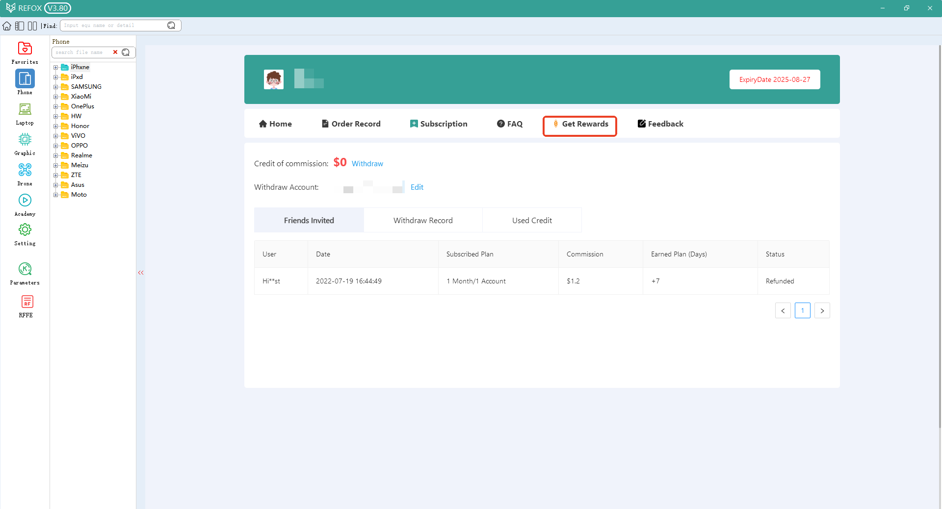 refox bitmap software page showcasing how to get rewards