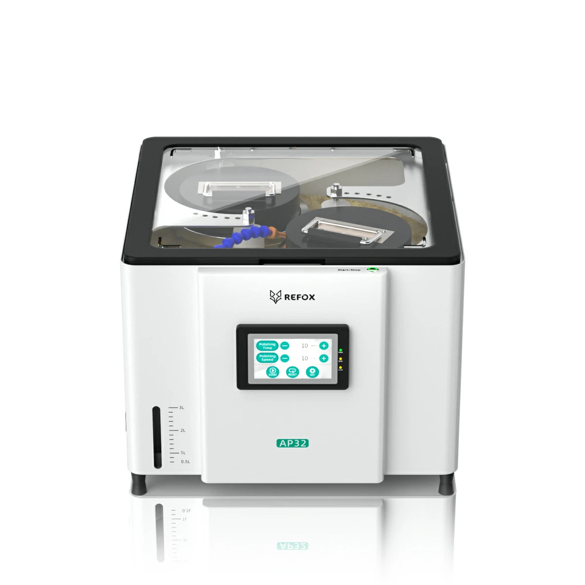 White ap32 machine with digital display on a white background