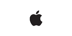 Black Apple logo on a white background