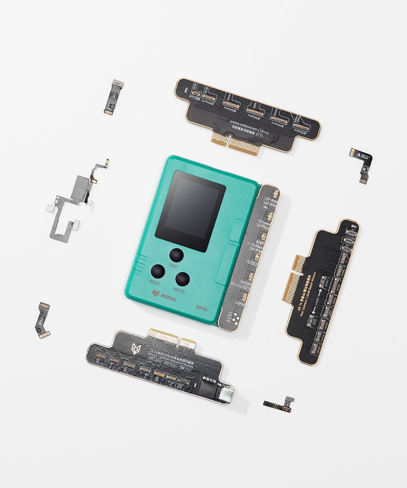 refox rp30 iphone repair programmer in the middle with flex cables around