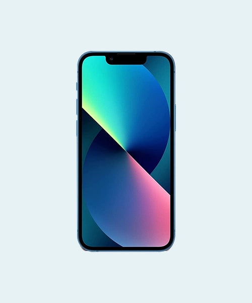 iphone 13 with a colorful display on a light gray background