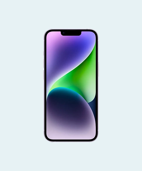 iphone 14 with a gradient display on a light gray background