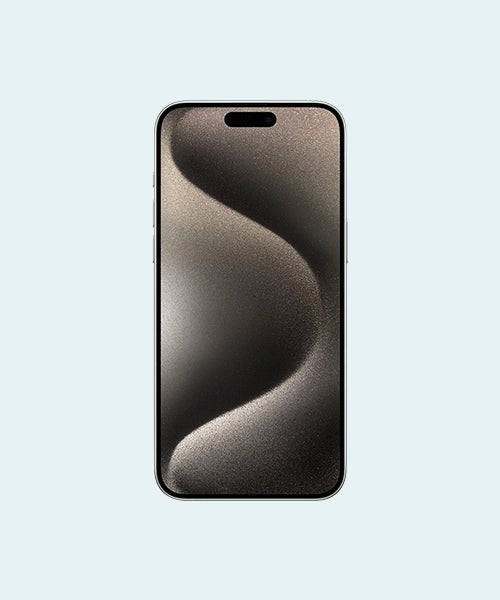 iphone 15 with a gradient design on a light gray background