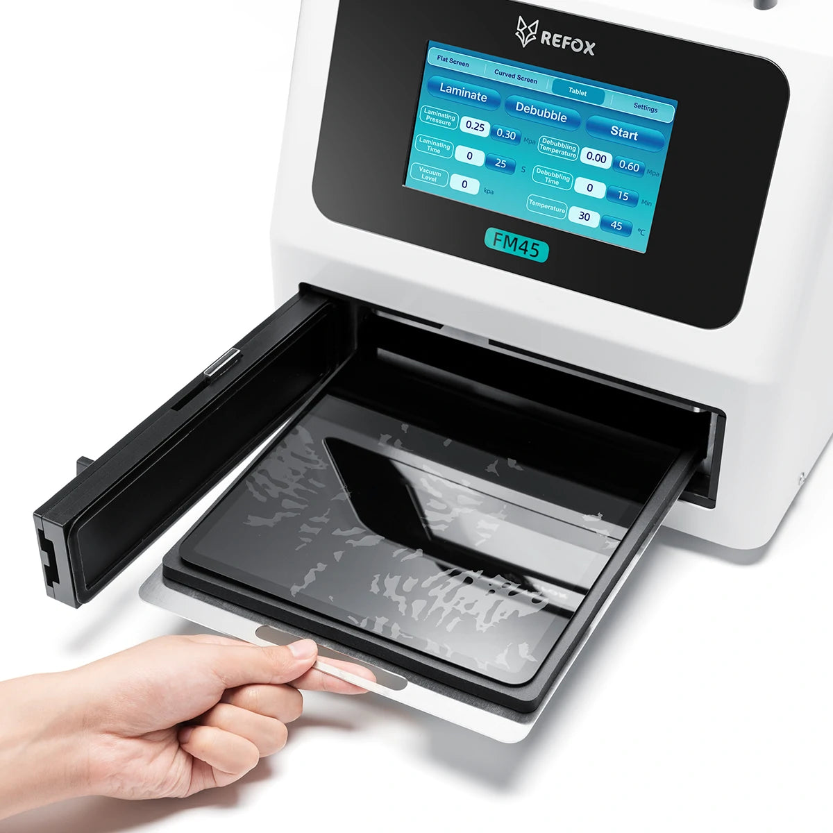 repair tablet screen with REFOX FM45 Laminating & Debubbling Machine