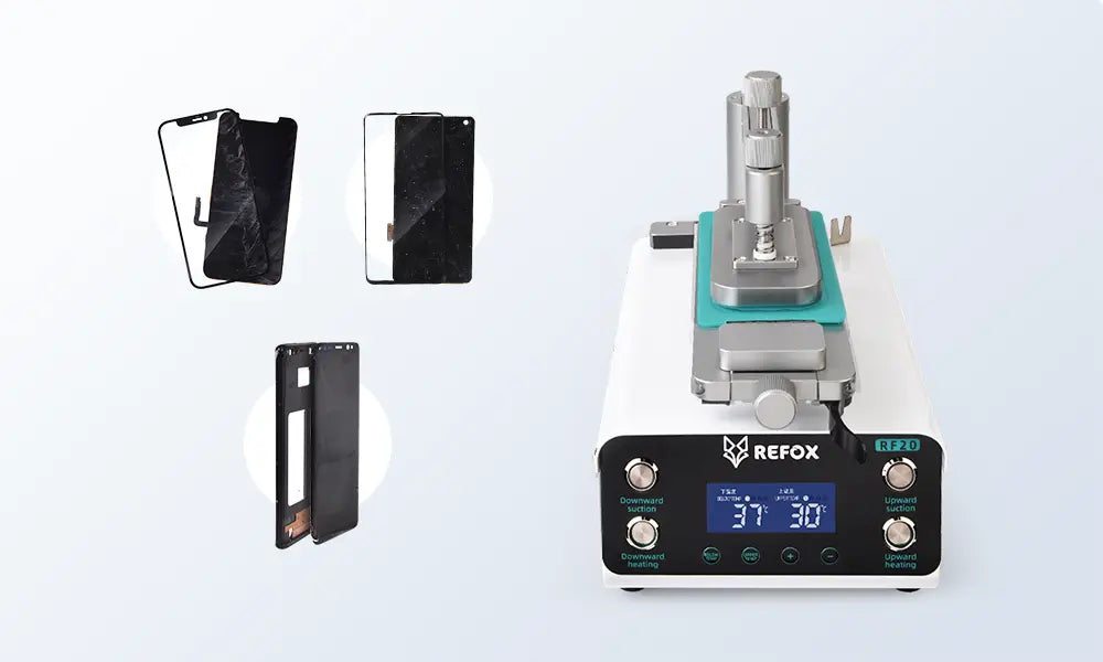 Refox RF20 с изображениями экранов смартфонов на белом фоне