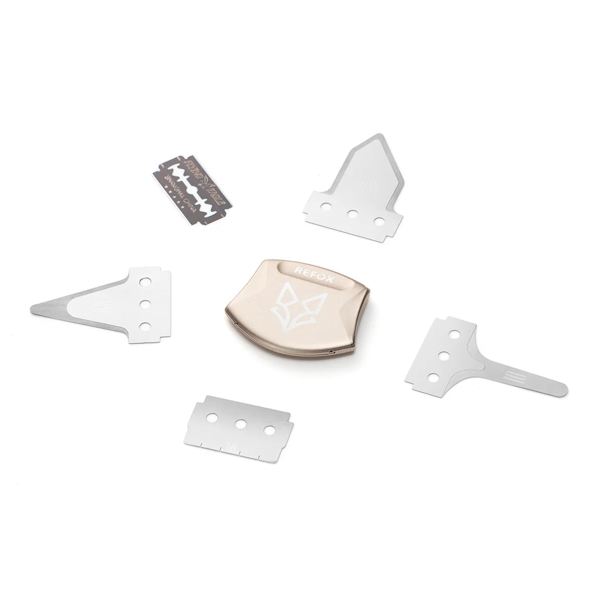 Set of rs70 blades and holder on a white background