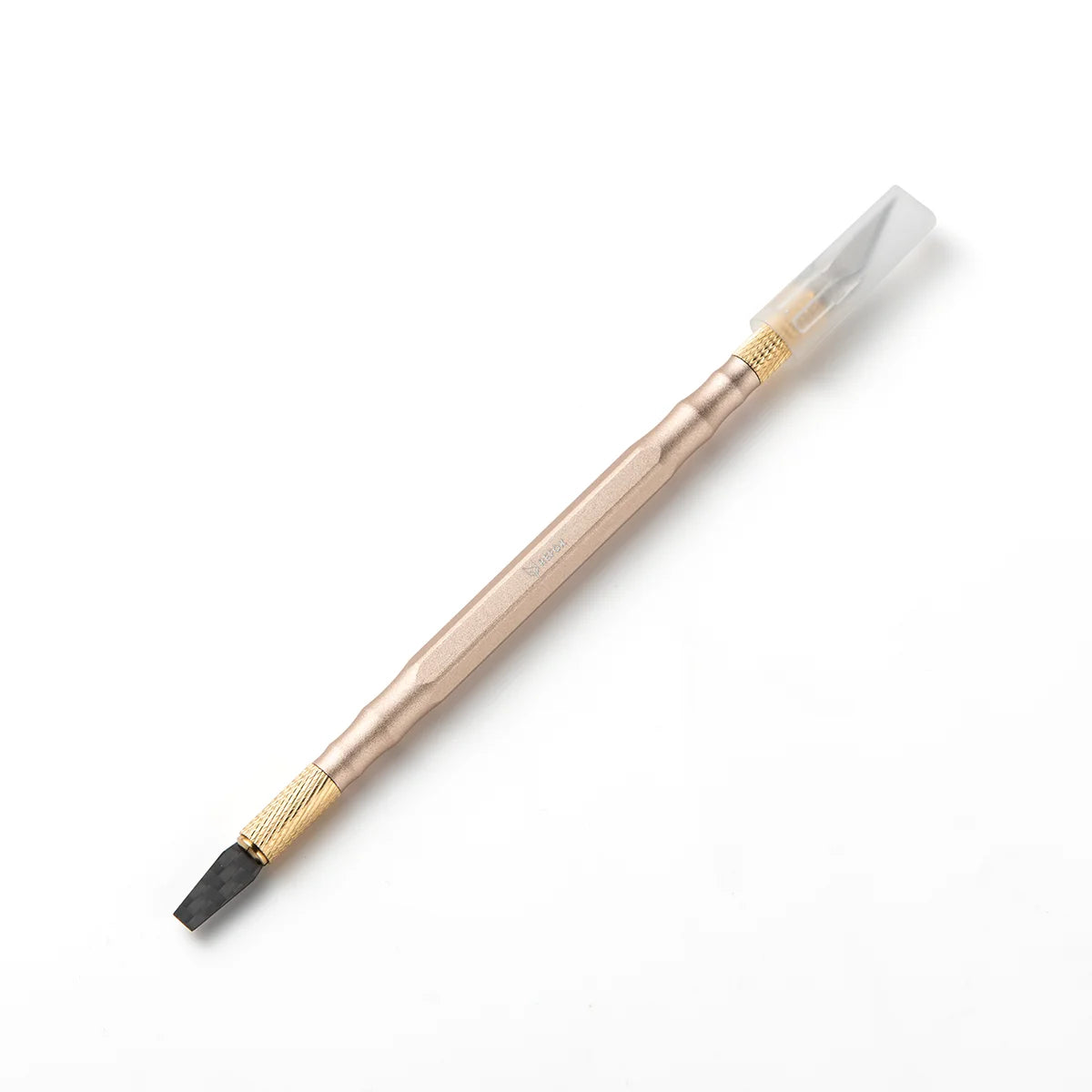 Rose gold refox rs75 knife handle on a white background