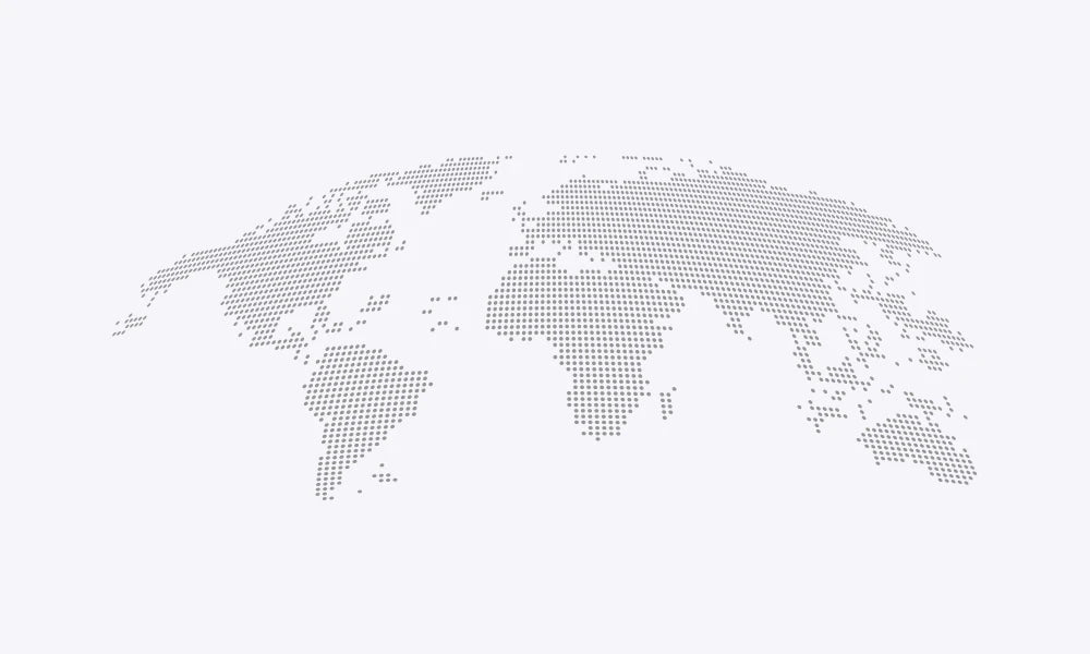 World map made of dots on a white background