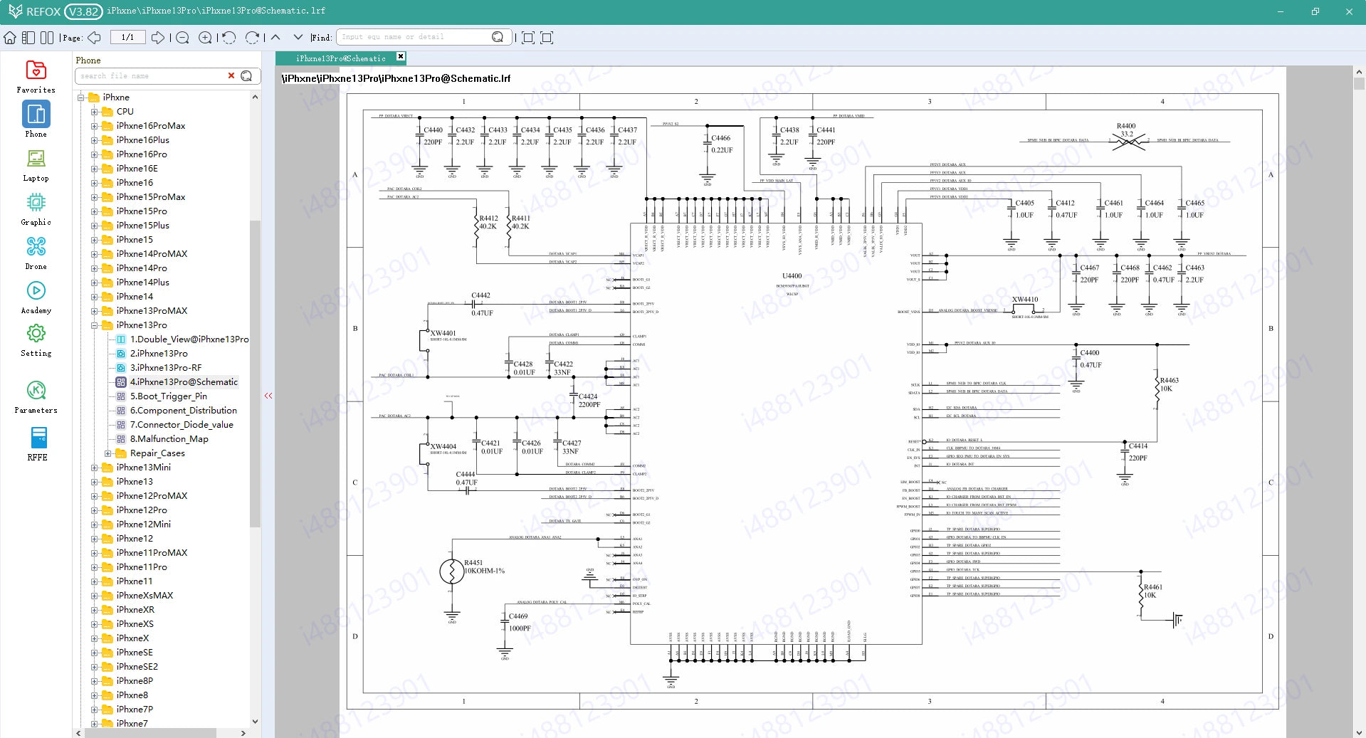 Technical diagram or schematic on a computer screen with refox bitmap software interface.