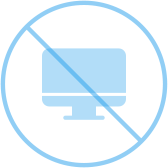 Icon of a computer monitor with a prohibition symbol
