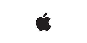 Black Apple logo on a white background