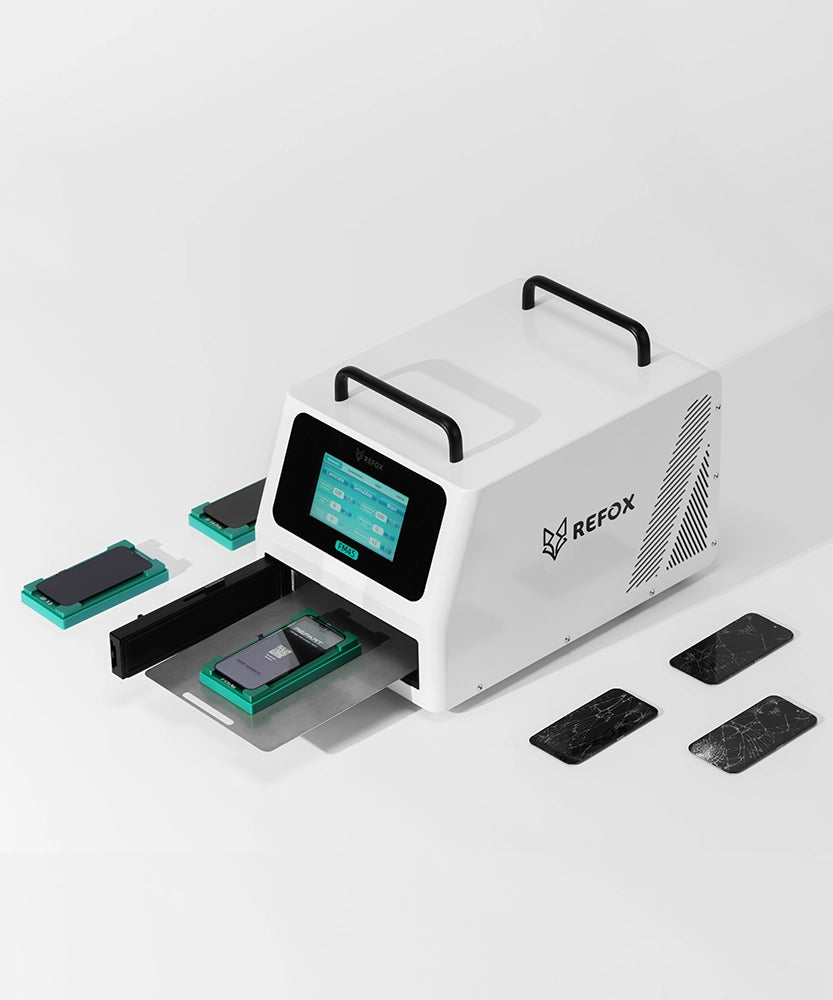 REFOX fm45 machine with screen and components on a white background