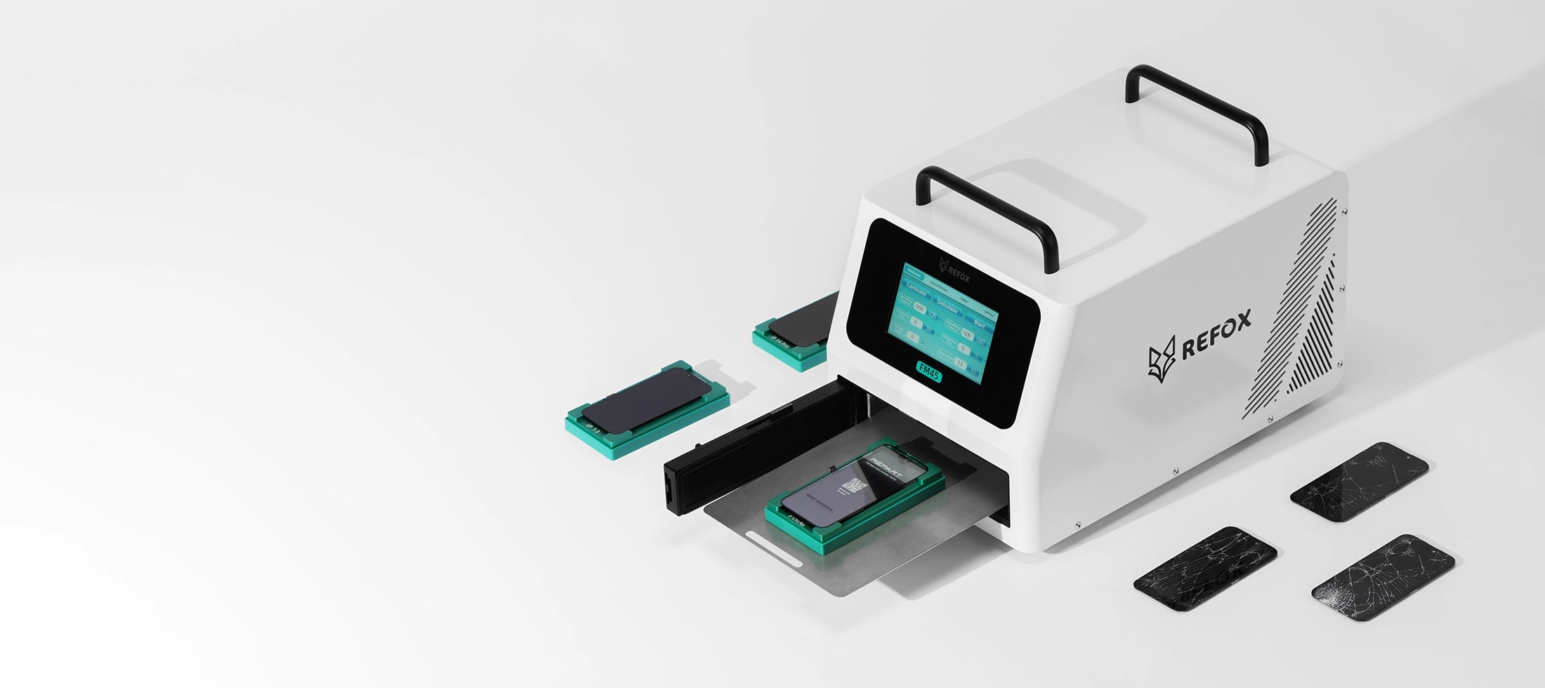 refox fm45 machine with phone screens around