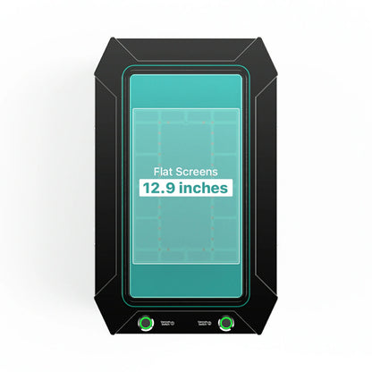 Display of a 12.9-inch flat screen with a black frame on a white background