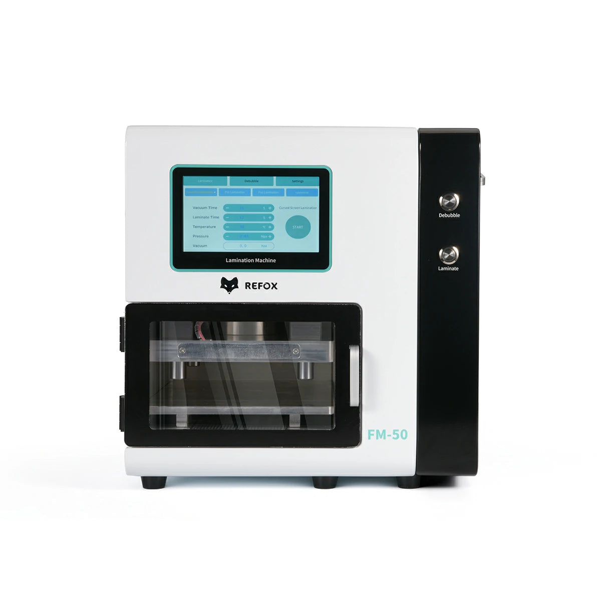 White REFOX lamination machine with a screen on a white background