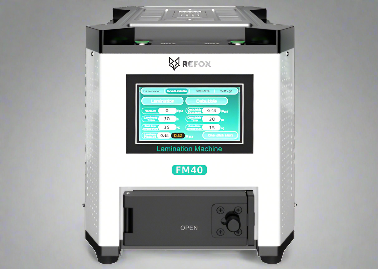 Lamination machine with digital display on a white background