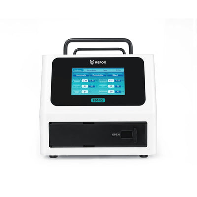 refox fm45 machine with a screen displaying user interface on a white background