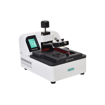 White and black device with a screen and labeled 'REFOX' on a white background