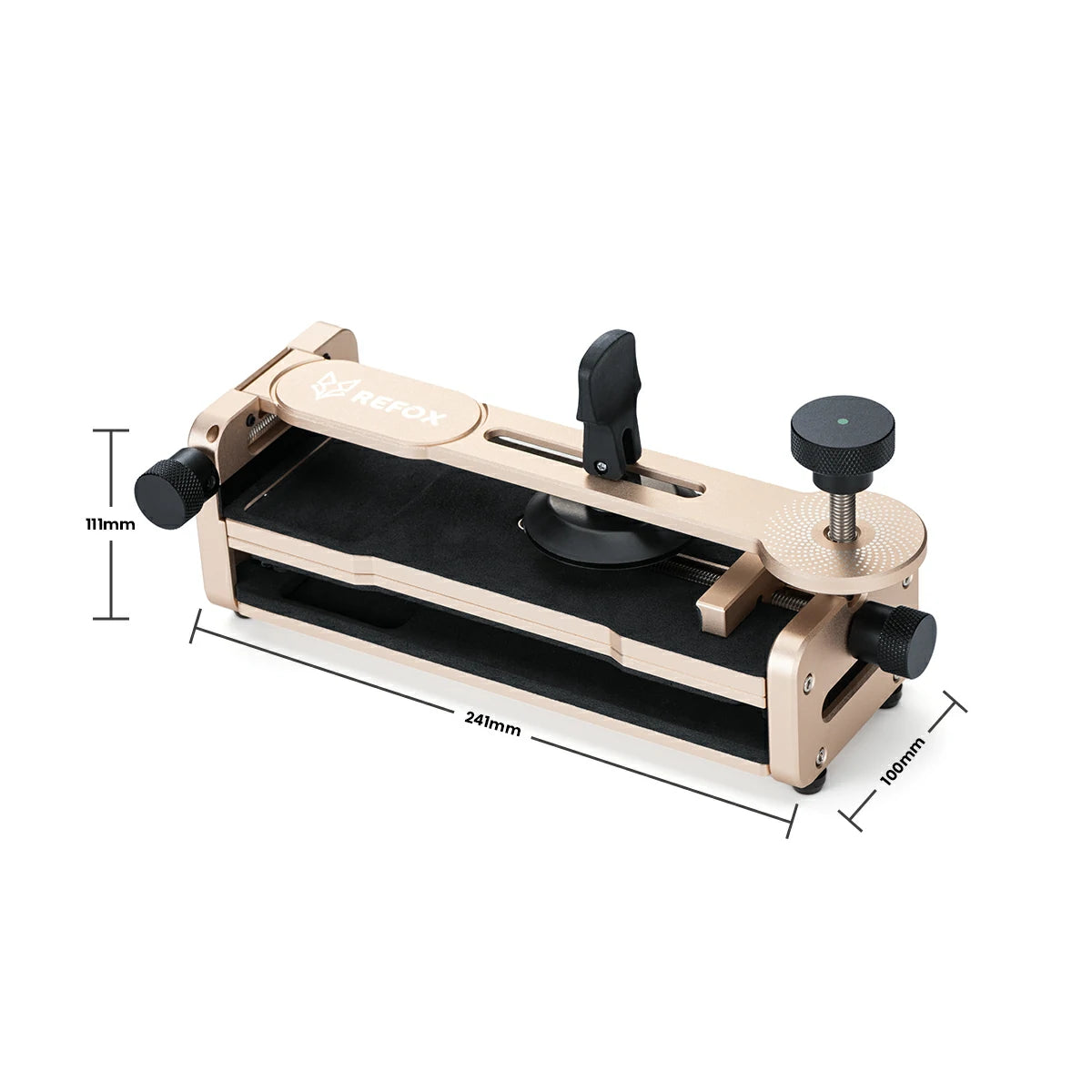 refox rs 51 phone holder with dimensions labeled on a white background