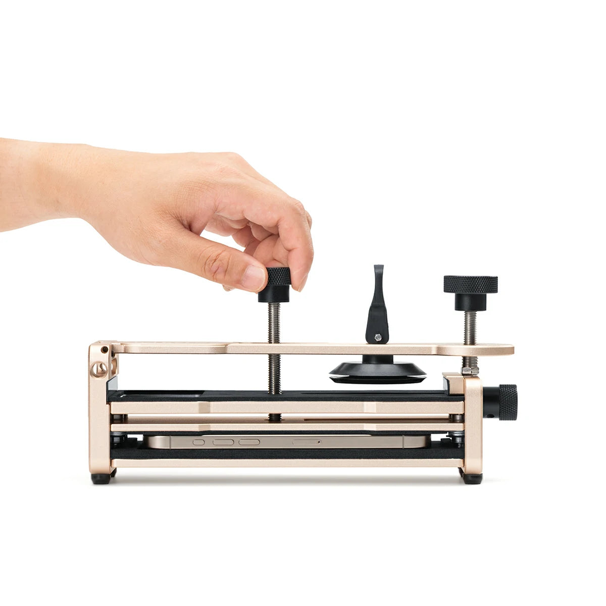 Hand adjusting on a refox rs51 on a white background