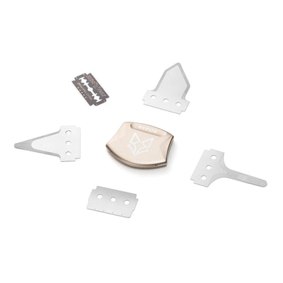 Set of rs70 blades and holder on a white background