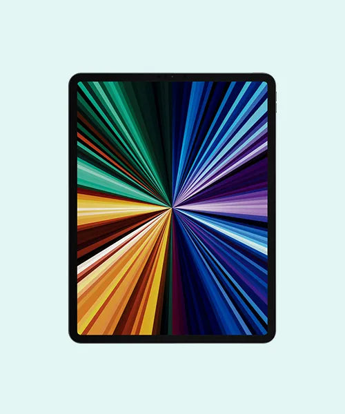 Colorful abstract design on a tablet screen with a light blue background