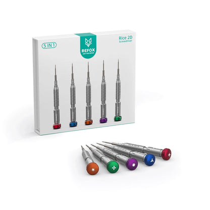 Set of screwdrivers with colored heads on a white background