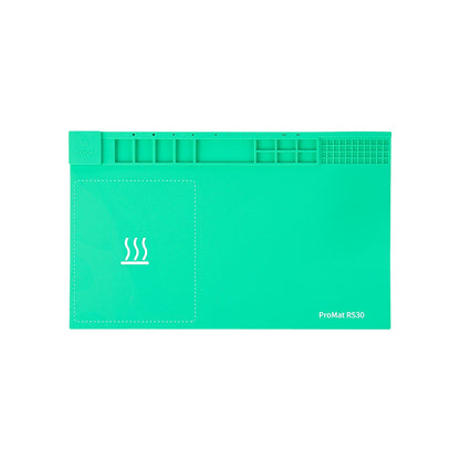 Green heating mat with steam symbol and 'ProMat RS30' text on a white background