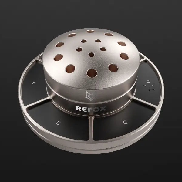 rs40 storage holder with 'REFOX' branding on a black background